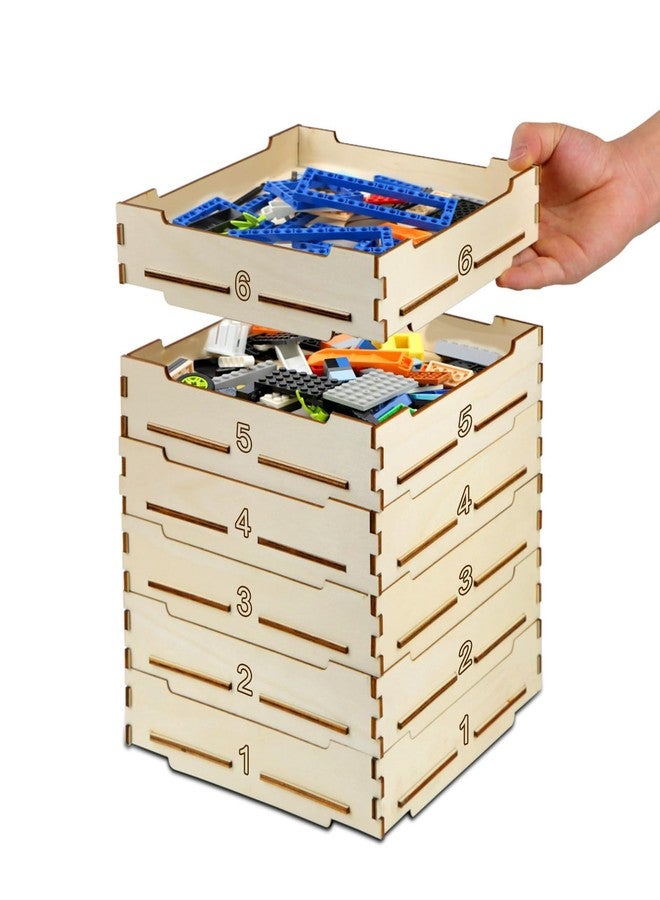 WSBXBB 6 Tray Sorter Sifter Box Used for Lego, Storage Sorter Brick Box for Lego Blocks, Gift for LegoLover, Gift for Teens and Adults, 5 Different Size Sorter Perfect for LegoBlocks - Image 1